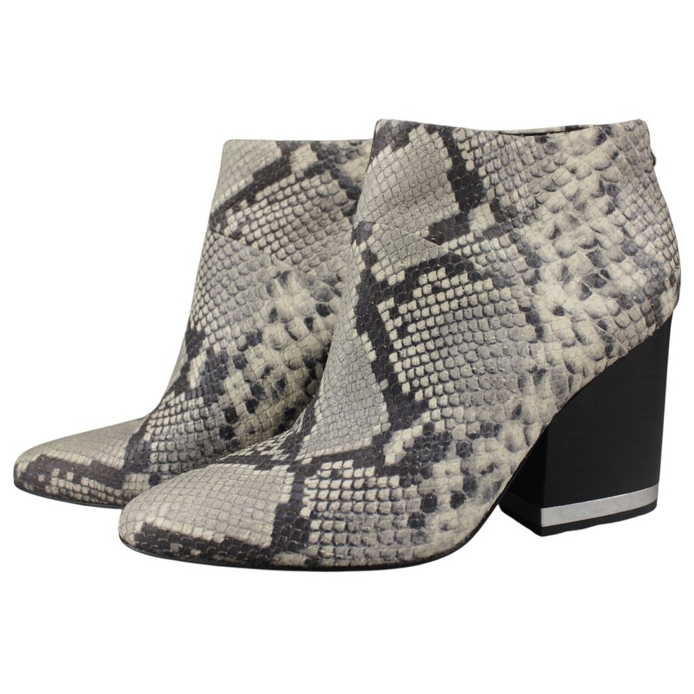 ASH Snake Print Ankle Boots Womens EU 39 Gray‎ Black Leather Block Heel